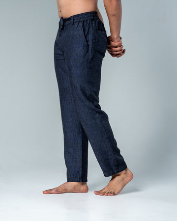 Pure Linen Navy Drawstring Pants