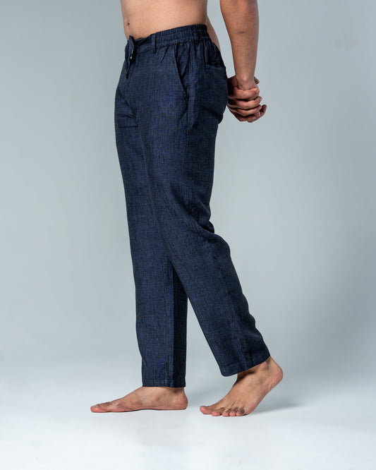 Pure Linen Navy Drawstring Pants
