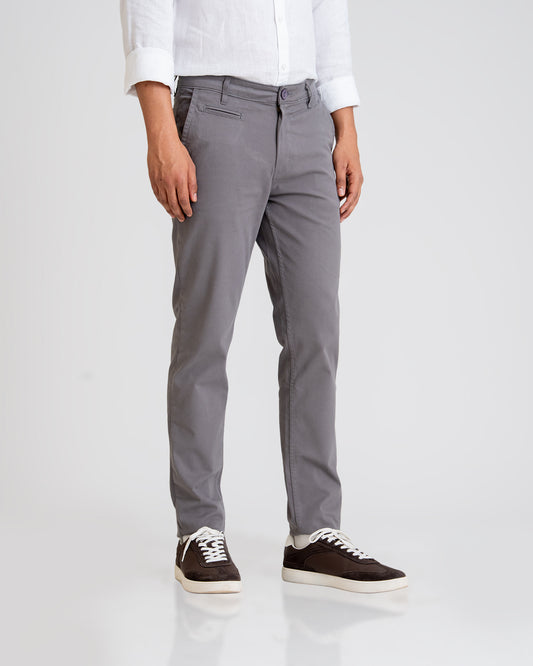 Structured Slate Cotton Lycra Trousers