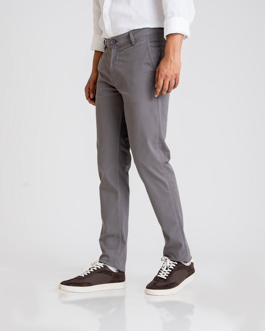Structured Slate Cotton Lycra Trousers