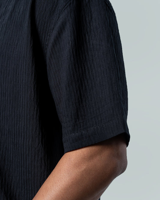 7ate9 Men Dobby Black Relaxed Fit Shirt | 789A0001