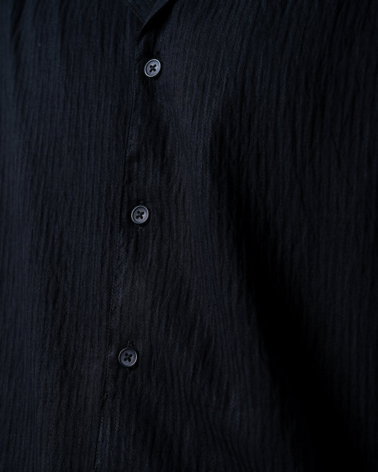 7ate9 Men Dobby Black Relaxed Fit Shirt | 789A0001