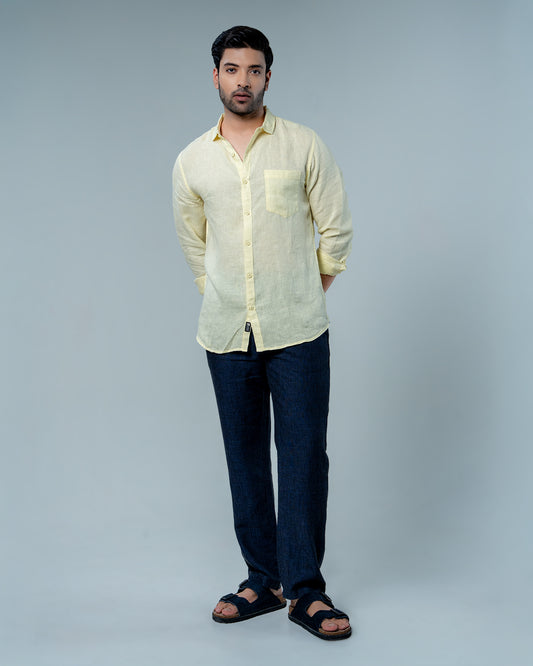 Relaxed Yellow Pure Linen Shirt