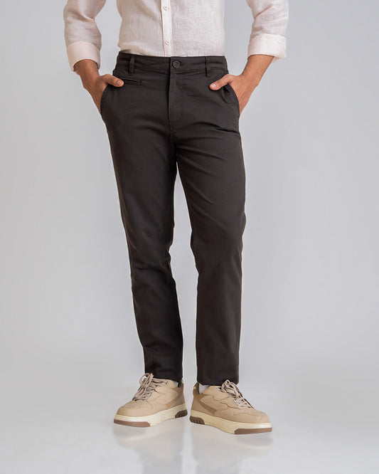 Structured Black Cotton Lycra Trousers