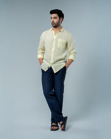 Relaxed Yellow Pure Linen Shirt