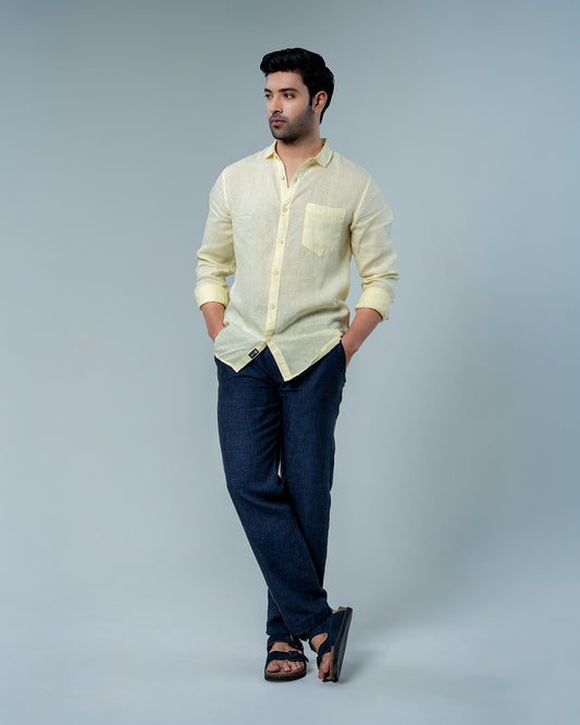 Relaxed Yellow Pure Linen Shirt