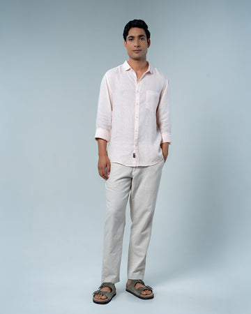 Relaxed Pink Frost Pure Linen Shirt