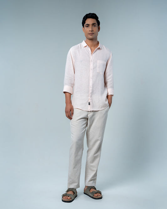 Relaxed Pink Frost Pure Linen Shirt