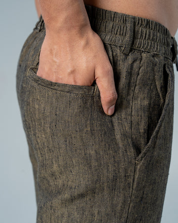 Pure Linen Brown Drawstring Pants