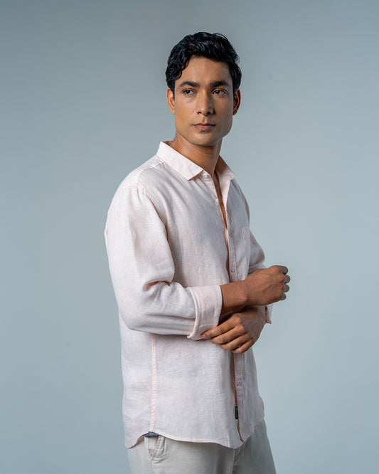 Relaxed Pink Frost Pure Linen Shirt