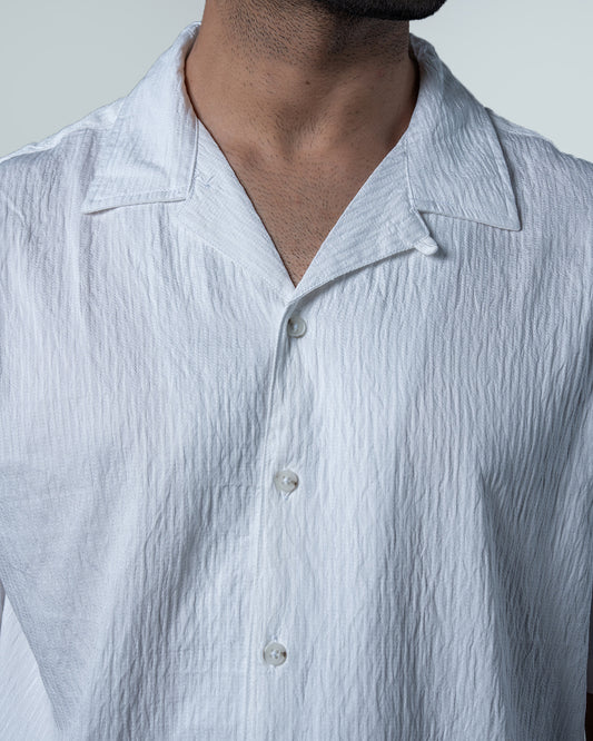 7ate9 Men Dobby White Relaxed Fit Shirt | 789A0002