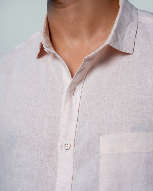 7ate9 Men Pure Linen Pink Relaxed Fit Shirt | 789A0007