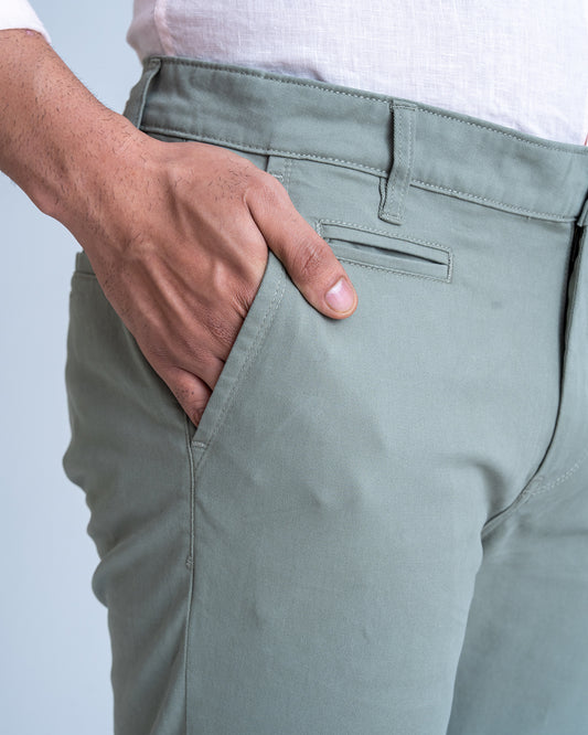 7ate9 Men Olive Cotton Lycra Trousers | 789A0026