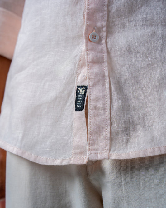 7ate9 Men Pure Linen Pink Relaxed Fit Shirt | 789A0007