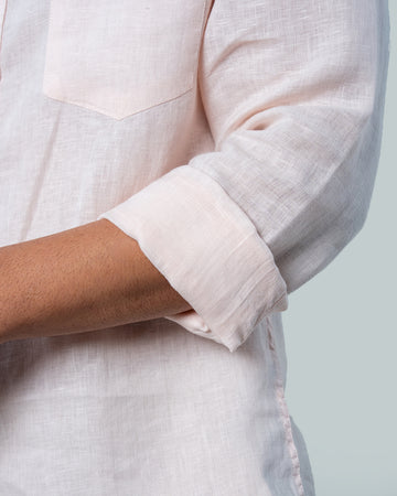 7ate9 Men Pure Linen Pink Relaxed Fit Shirt | 789A0007