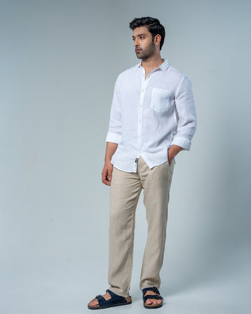 Relaxed White Pure Linen Shirt