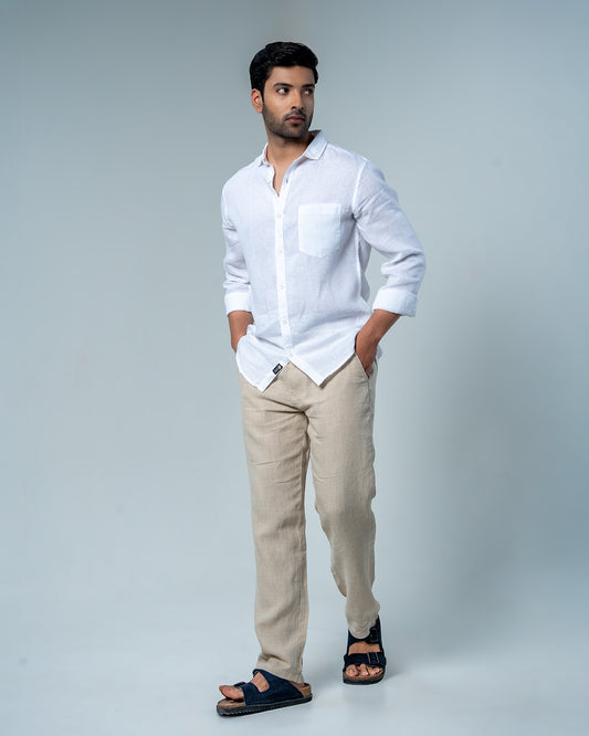Relaxed White Pure Linen Shirt
