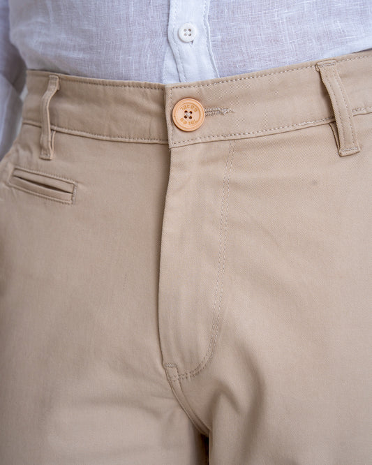 7ate9 Men Khaki Cotton Lycra Trousers | 789A0025