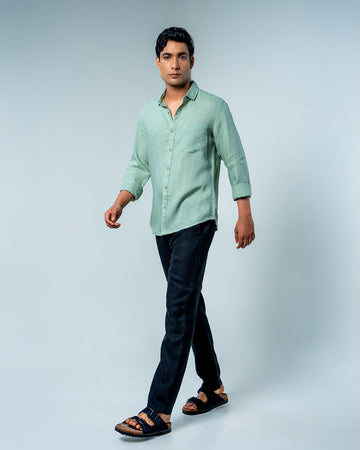 Relaxed Mint Mist Pure Linen Shirt