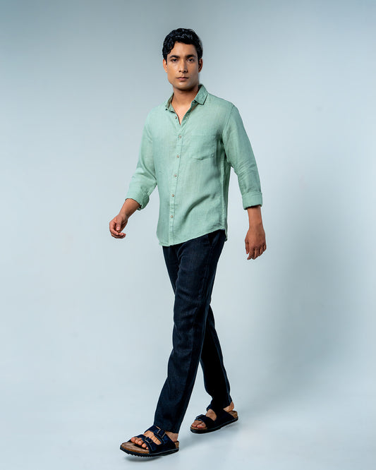 Relaxed Mint Mist Pure Linen Shirt