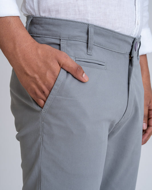 7ate9 Men Grey Cotton Lycra Trousers | 789A0028