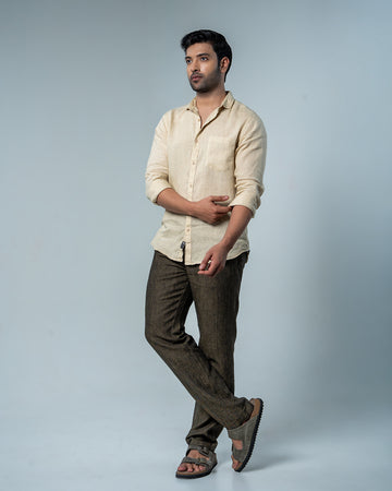 Relaxed Beige Pure Linen Shirt