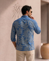 Blue Relaxed-Fit Mens Leaf Jacquard Shirt | 789A0058