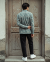 Green Relaxed-Fit Mens Flower Jacquard Shirt | 789A0062
