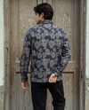 Black Relaxed-Fit Mens Flower Jacquard Shirt | 789A0066