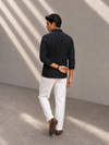 Black Slim-Fit Mens Cotton Stripe Shirt