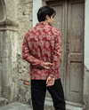 Maroon Relaxed-Fit Mens Flower Jacquard Shirt | 789A0065