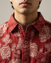 Maroon Relaxed-Fit Mens Flower Jacquard Shirt | 789A0065