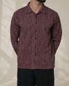 Brown Relaxed-Fit Mens Stripe Jacquard Shirt | 789A0048