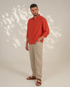 Orange Relaxed-Fit Mens Crisp Shirt | 789A0053