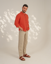 Orange Relaxed-Fit Mens Crisp Shirt | 789A0053