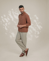 Brown Relaxed-Fit Mens Crisp Shirt | 789A0056