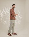 Brown Relaxed-Fit Mens Crisp Shirt | 789A0056
