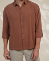 Brown Relaxed-Fit Mens Crisp Shirt | 789A0056