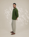 Olive Green Relaxed-Fit Mens Crisp Shirt | 789A0054