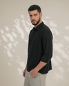 Black Relaxed-Fit Mens Crisp Shirt | 789A0052