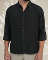 Black Relaxed-Fit Mens Crisp Shirt | 789A0052