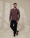 Brown Relaxed-Fit Mens Stripe Jacquard Shirt | 789A0048