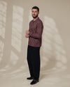Brown Relaxed-Fit Mens Stripe Jacquard Shirt | 789A0048