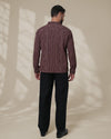 Brown Relaxed-Fit Mens Stripe Jacquard Shirt | 789A0048