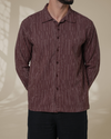 Brown Relaxed-Fit Mens Stripe Jacquard Shirt | 789A0048