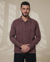 Brown Relaxed-Fit Mens Stripe Jacquard Shirt | 789A0048