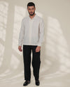 White Relaxed-Fit Mens Stripe Jacquard Shirt |  789A0050