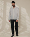 White Relaxed-Fit Mens Stripe Jacquard Shirt |  789A0050