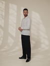 White Relaxed-Fit Mens Stripe Jacquard Shirt |  789A0050