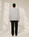 White Relaxed-Fit Mens Stripe Jacquard Shirt |  789A0050